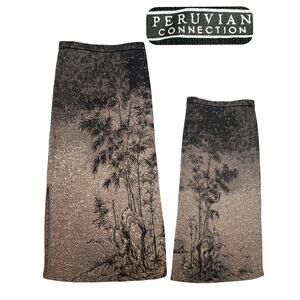 Peruvian Connection Maxi Skirt Alpaca Wool Women's Medium Trees Nature Warm Art